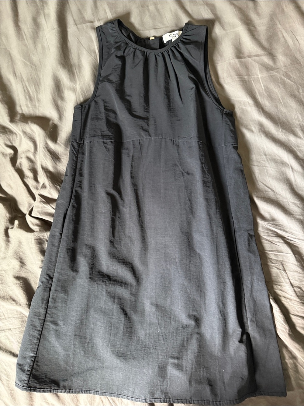 COS Black Sleeveless Mini Dress with Gathered Neck